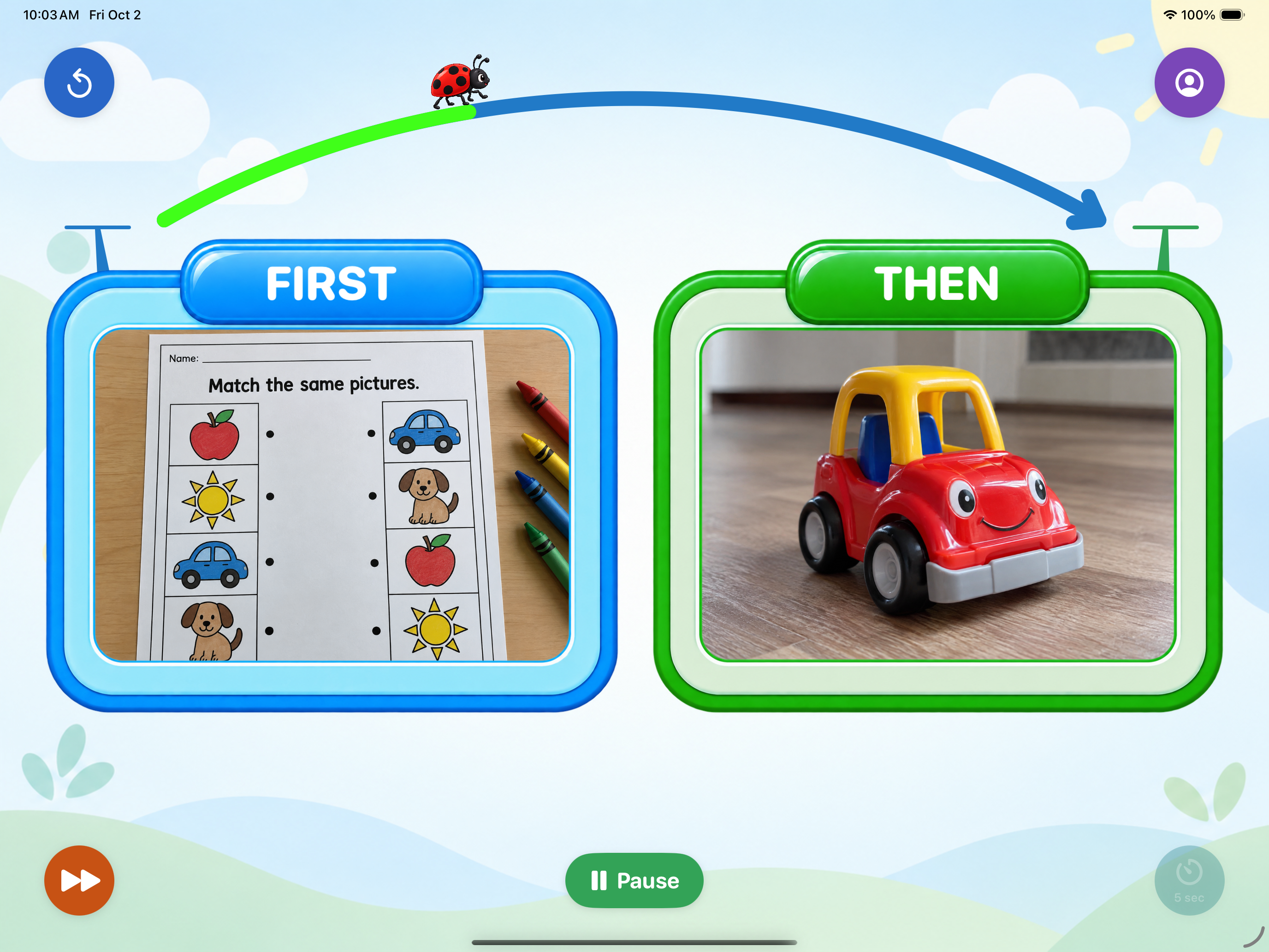 First-Then tutorial step 5